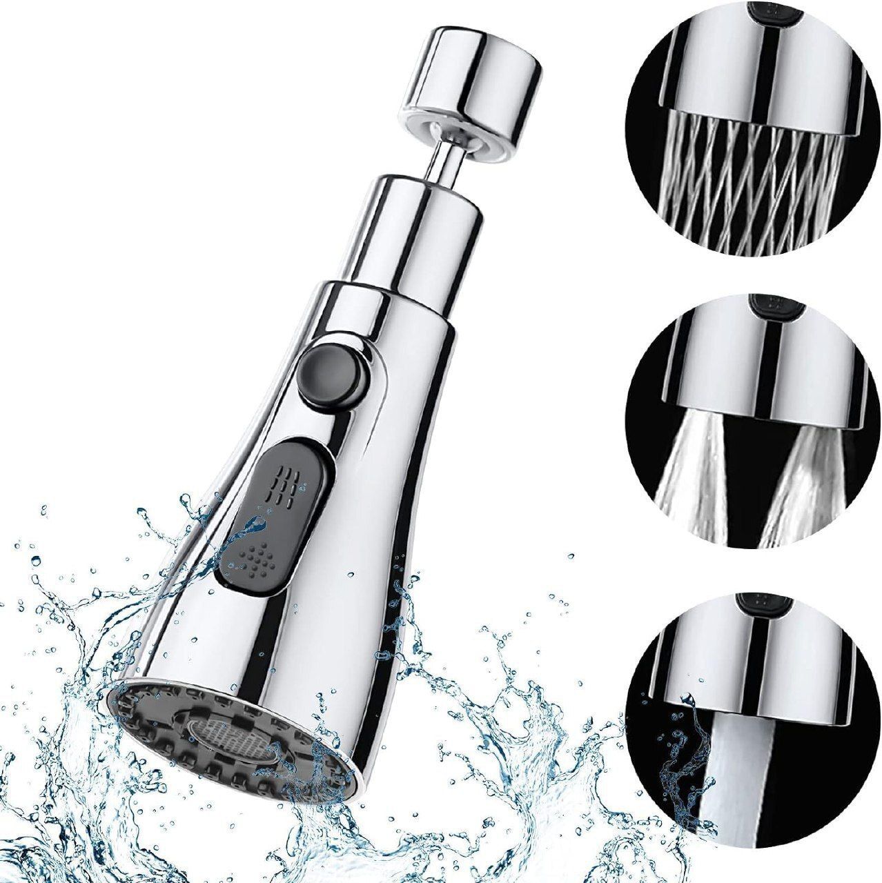 360° Rotating Kitchen Faucet Sprayer | 3-Mode High Pressure Tap Extender Faucet Nozzle-image-46