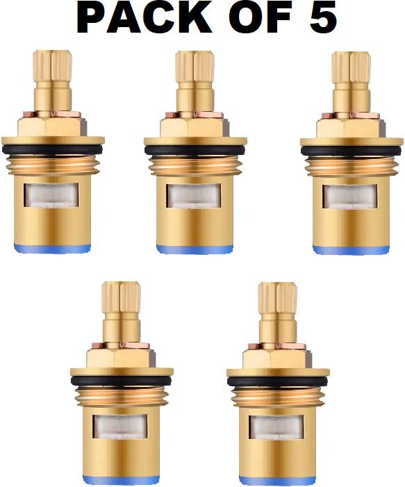 PACK OF 5 Brass Ceramic Disc Cartridge Quarter Turn 1/2 Faucet Spindle