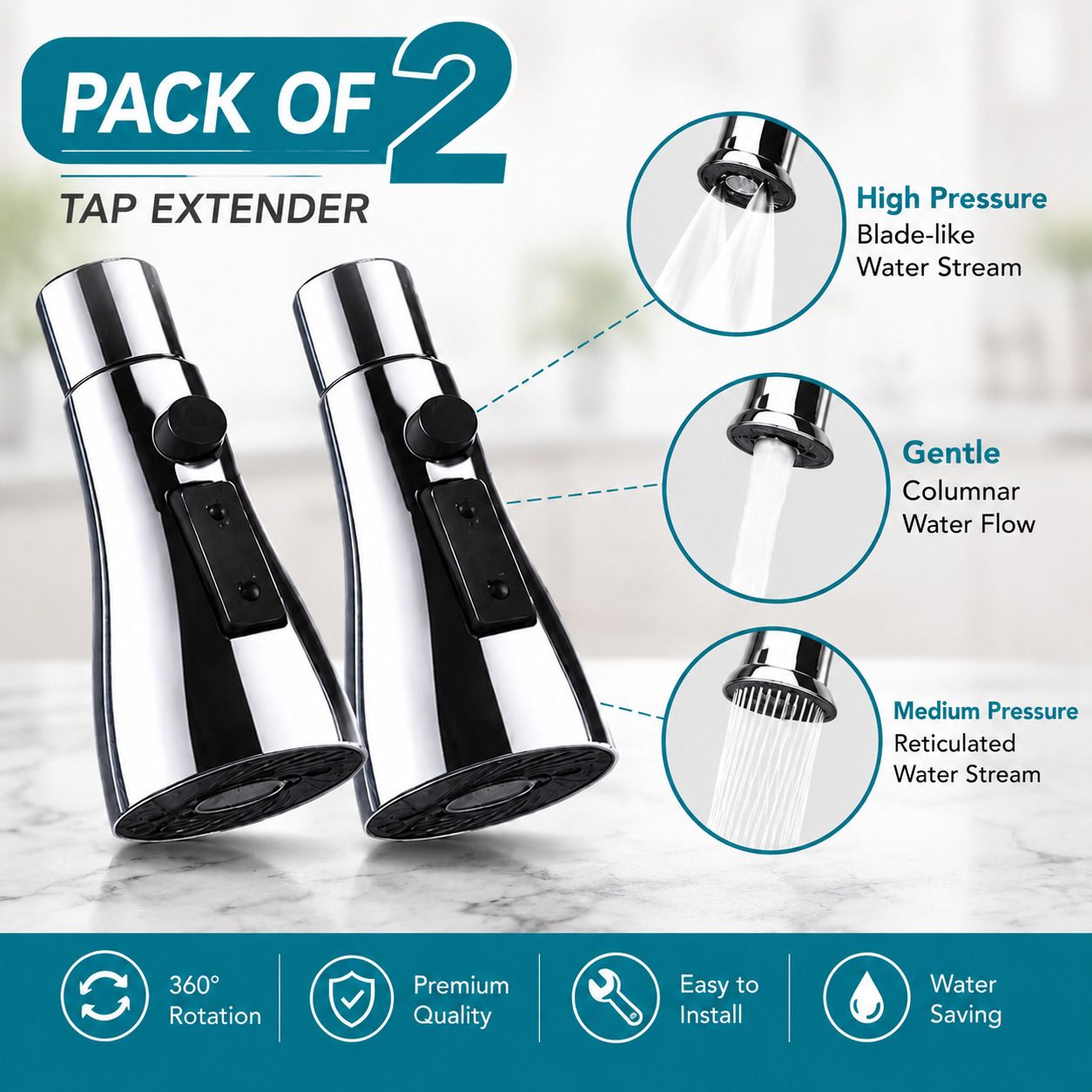 avicrest 360 Degree Tap Extender with 3 Modes-Rotating Faucet Head for Kitchen Sink Faucet Mount-picture-12
