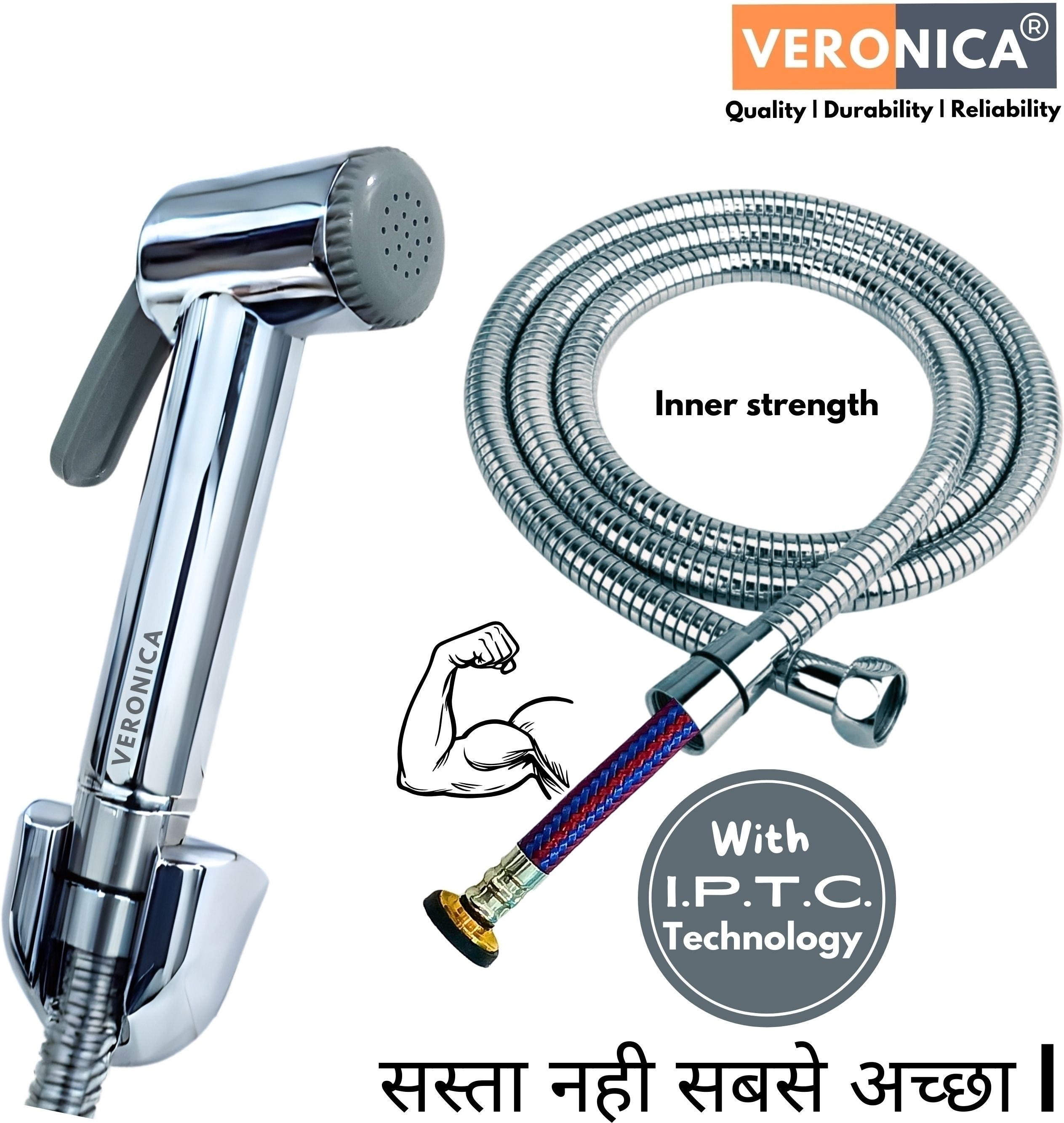 JACK Health Faucet Hand Jet Spray Toilet Gun shower Tube and Hook Chrome Grey. Faucet Set-image-22