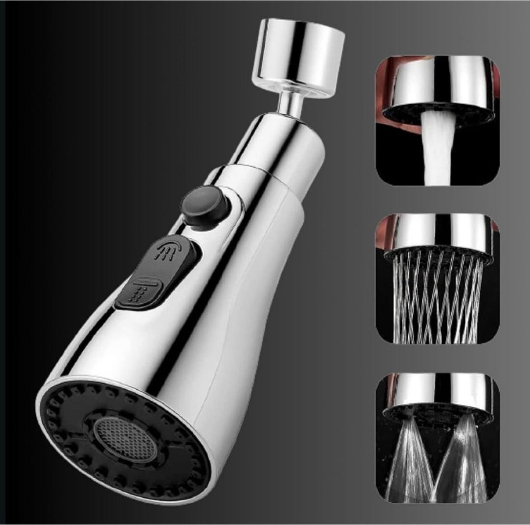 bathbliss Stainless Steel 360 Degree Flexible Tap Extender, 3-Flow Mode for Kitchen Sink Faucet Function Diverter-picture-19
