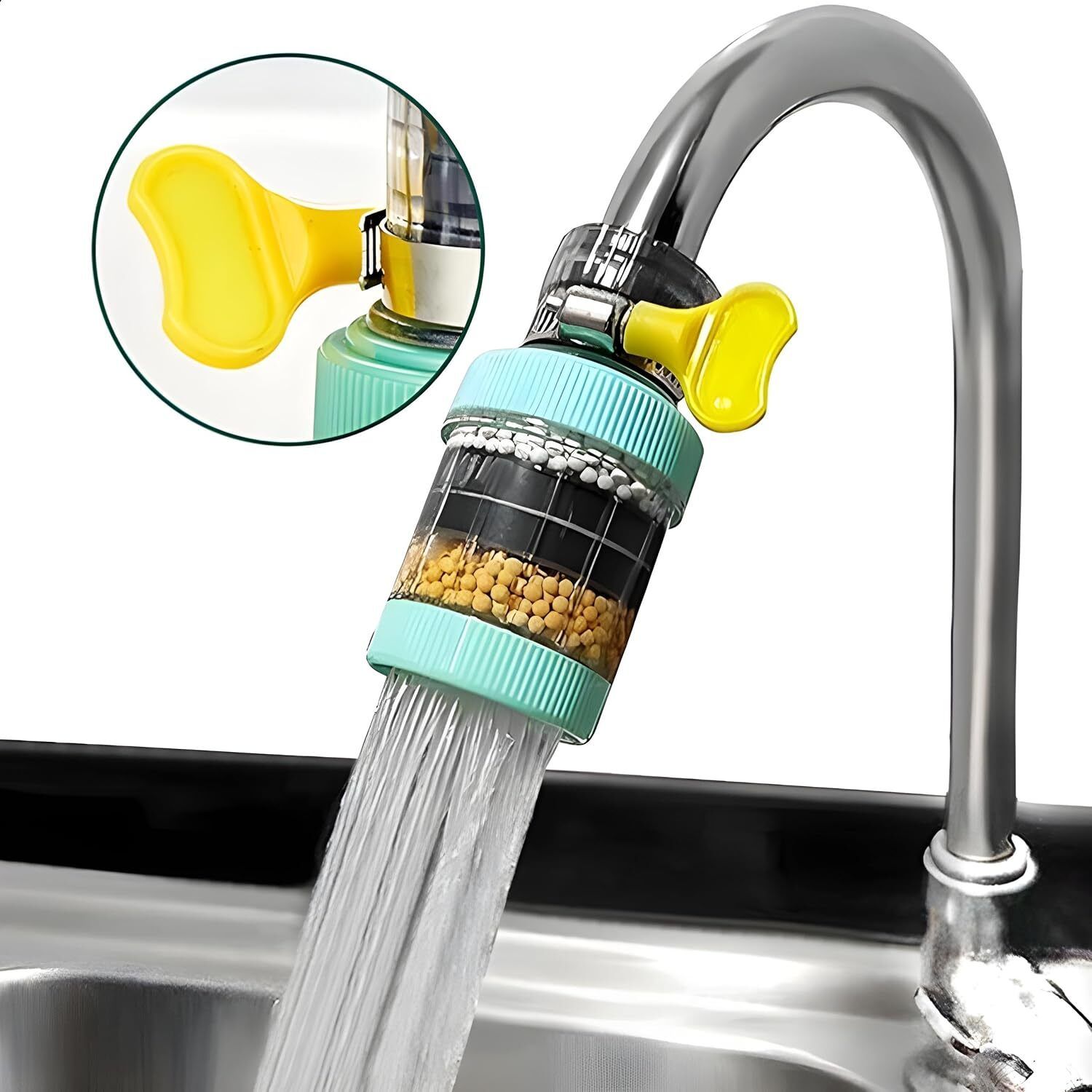 kemloze 5 Layer Faucet Water Filter for Kitchen Tap with Activated Carbon Purifier Tap Mount Water Filter-picture-36