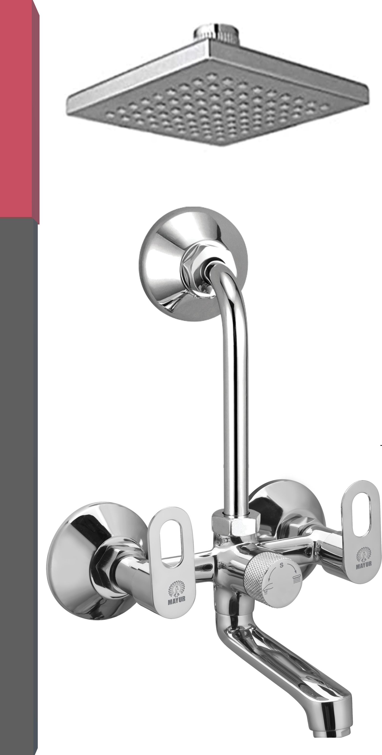 MAYUR ÖCICH WALL MIXER 2 IN 1[HEAVY DUTY] BEND PIPE -6" RAIN SHOWER SET(SHOWER COMPLETE SET) Mixer-picture-46