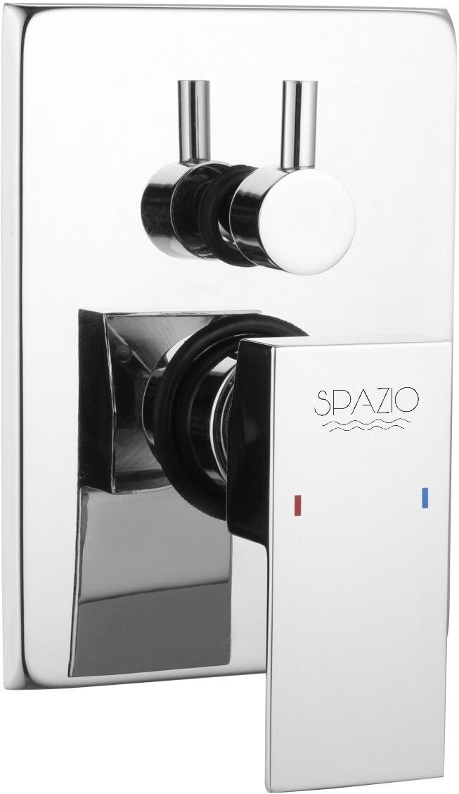 spazio Brass Single Lever Divertor High Flow KBE Series Complete Set With Add-ons: High Quality Body Of Single Lever Concealed Mixer, Upper Brass Plate & Handles, For Bath And Shower System Brass Single Lever 4 Way / 2 Inlet Concealed Body High Flow Diverter Faucet-picture-10