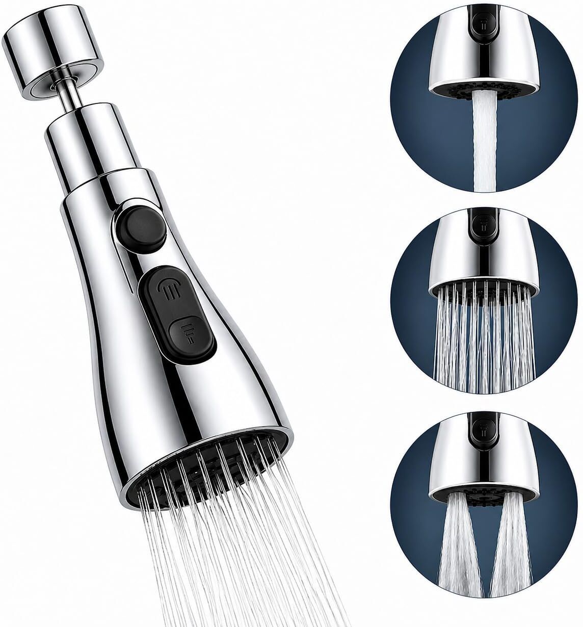 Kitchen Faucet Extender 3 Spray Modes 360° Rotating Universal Anti-Splash Faucet Shower Rise-image-1