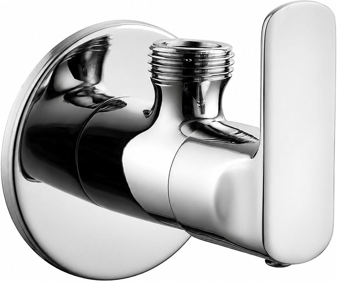 P Doland Brass Angle Valve With Wall Flange, Chrome Silver - Set of 1 Angle Cock Faucet-image-8