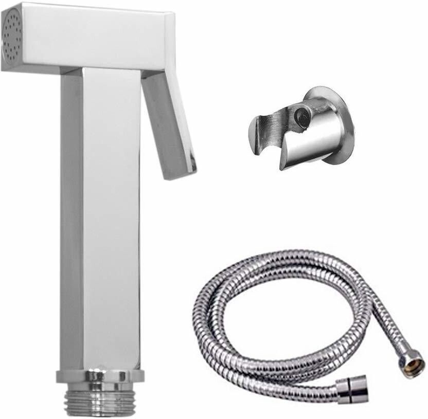 Square Brass Health Faucet with Flexible SS Tube and Wall Hook Square Brass Health Faucet with Flexible SS Tube and Wall Hook Health Faucet-image-8