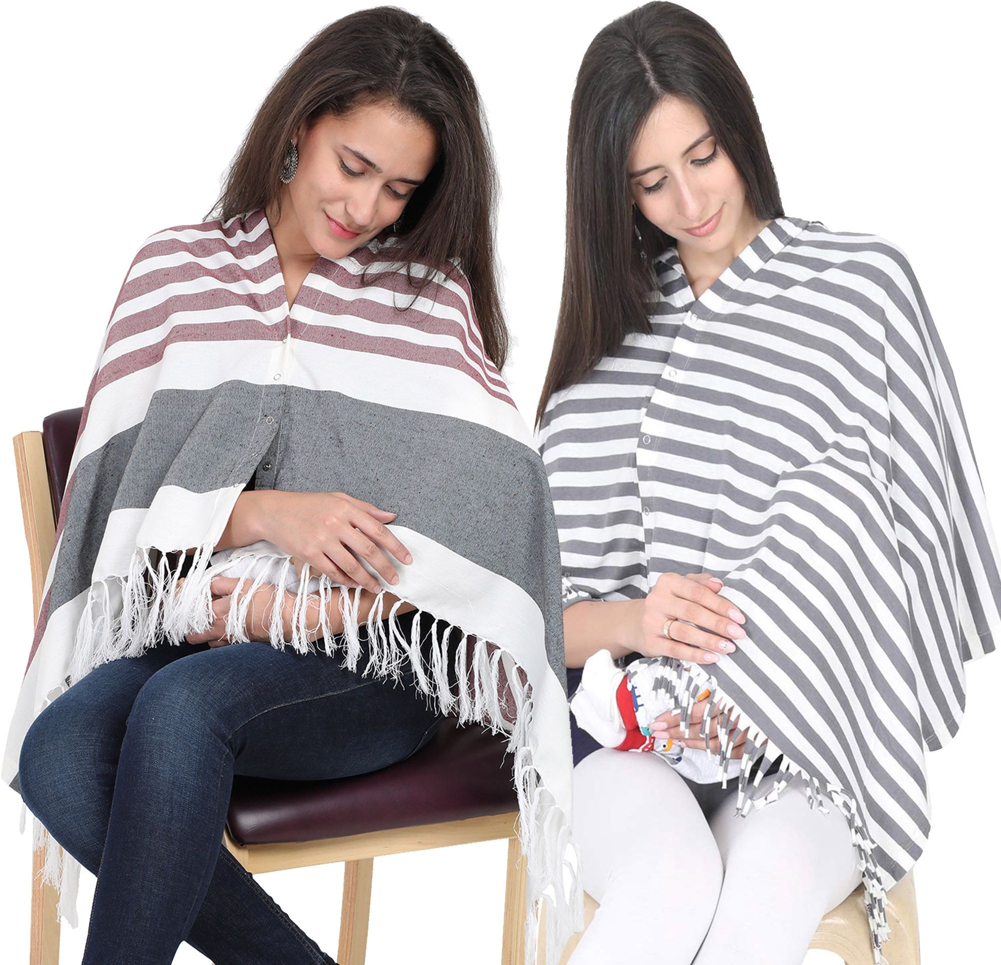 lula mom Lulamom Multi-Purpose Breast Feeding Nursing Striped Shawl - Pack of 2 Feeding Cloak-picture-10