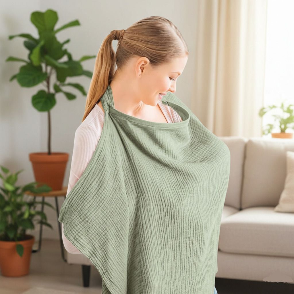 Muslin Nursing Cover for Breastfeeding Moms with Privacy Feeding Cloak