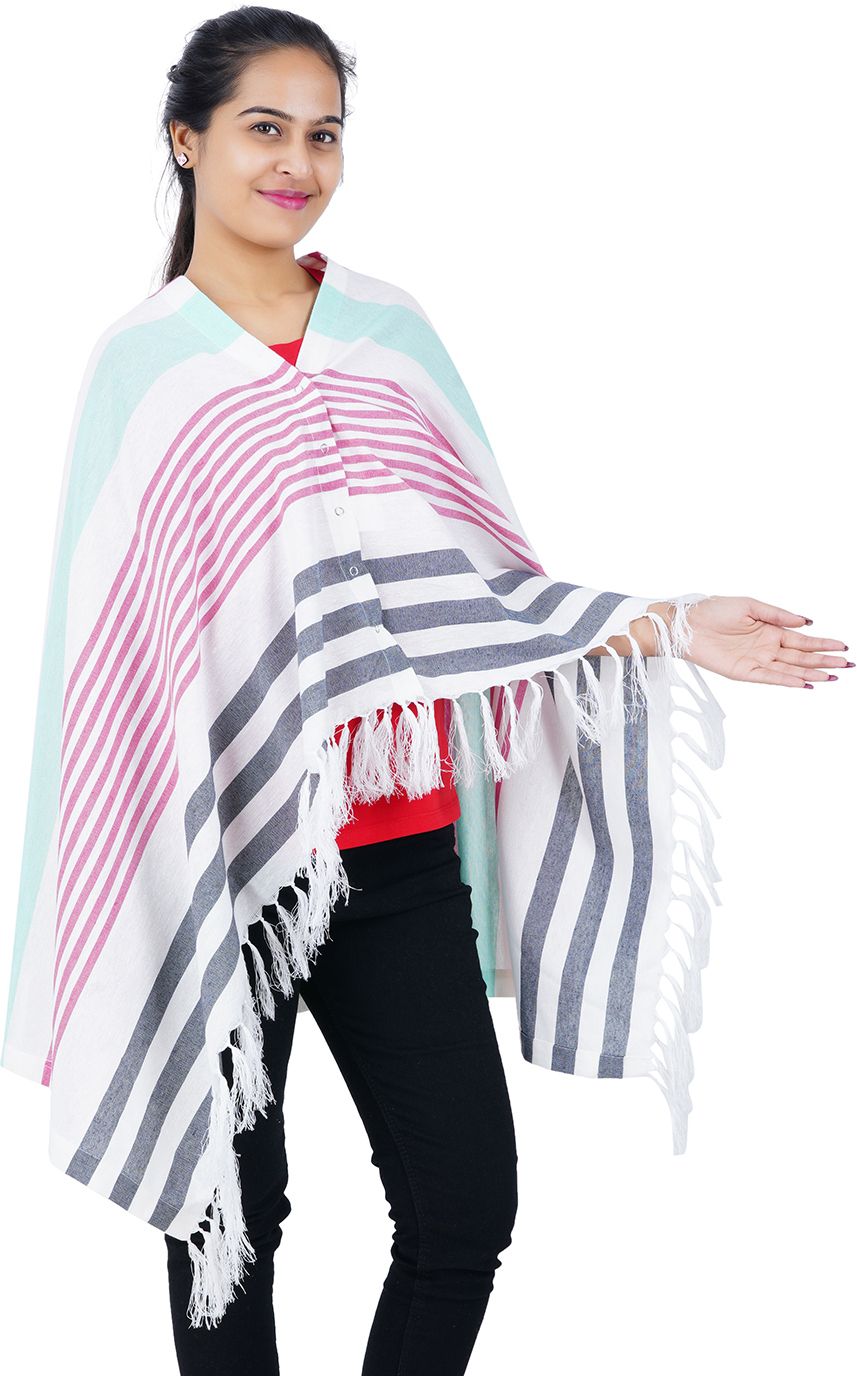 BreastFeeding Shawl/Nursing Cover for Mothers- Pink With Green ,pack of 1 Feeding Cloak