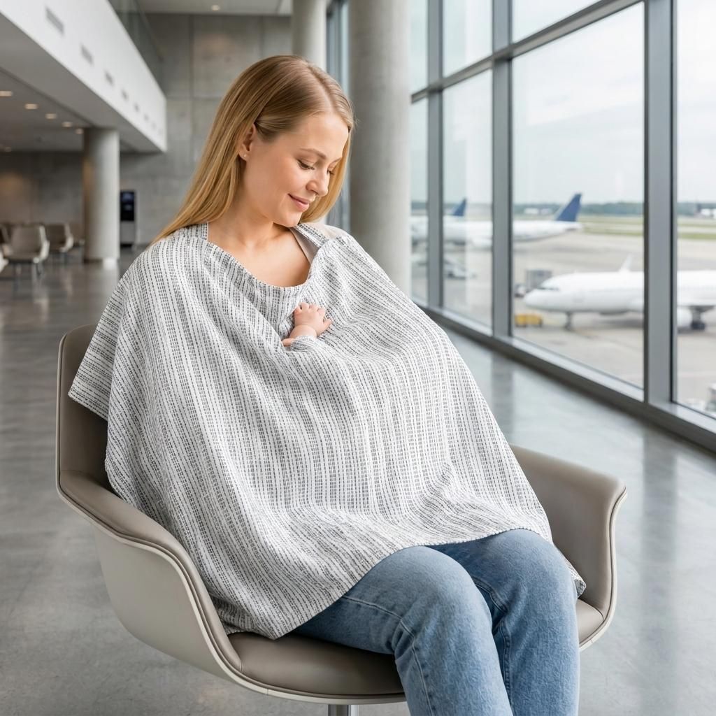 Soft Cotton Feeding Cloak Nursing Cover with Adjustable Neck Strap Feeding Cloak-image-6