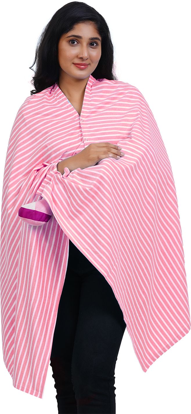 Soft Mother's Nursing & Feeding Shawl Pink stripes Feeding Cloak