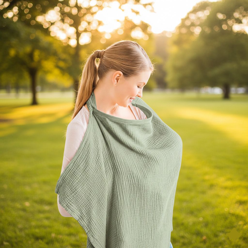 Muslin Nursing Cover for Breastfeeding Moms with Privacy Feeding Cloak