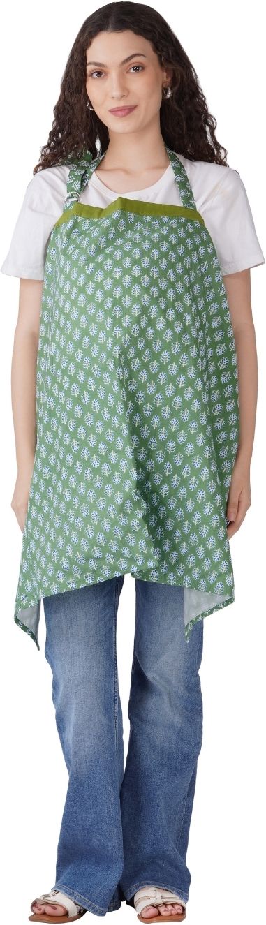 30 looks Dark Sea Green Cotton Printed Feeding Apron Feeding Cloak-picture-21