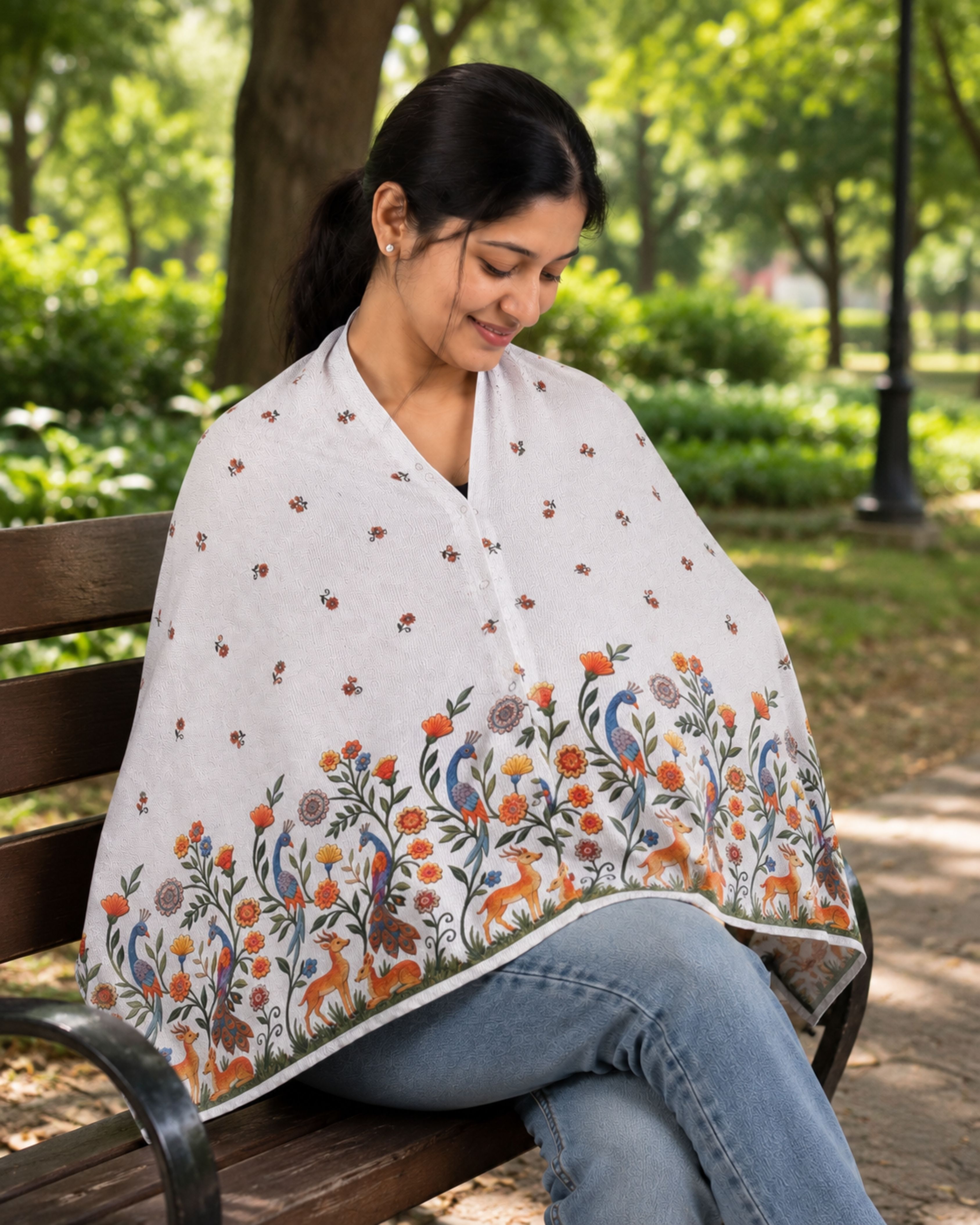 Premium Soft And Warm Feeding shawl Blue Feeding Cloak-image-30