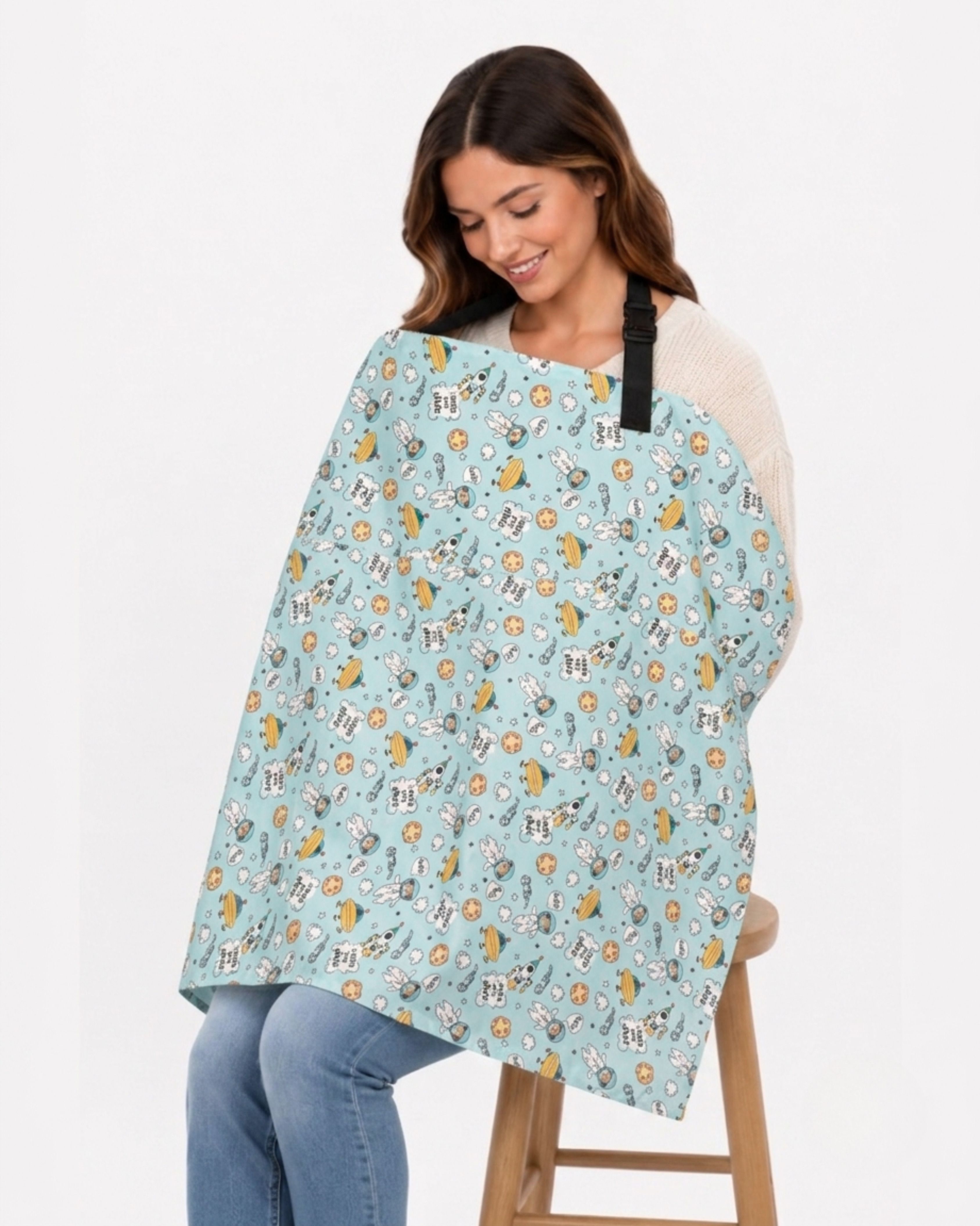 Premium Soft And Warm Feeding shawl Blue Feeding Cloak-image-34
