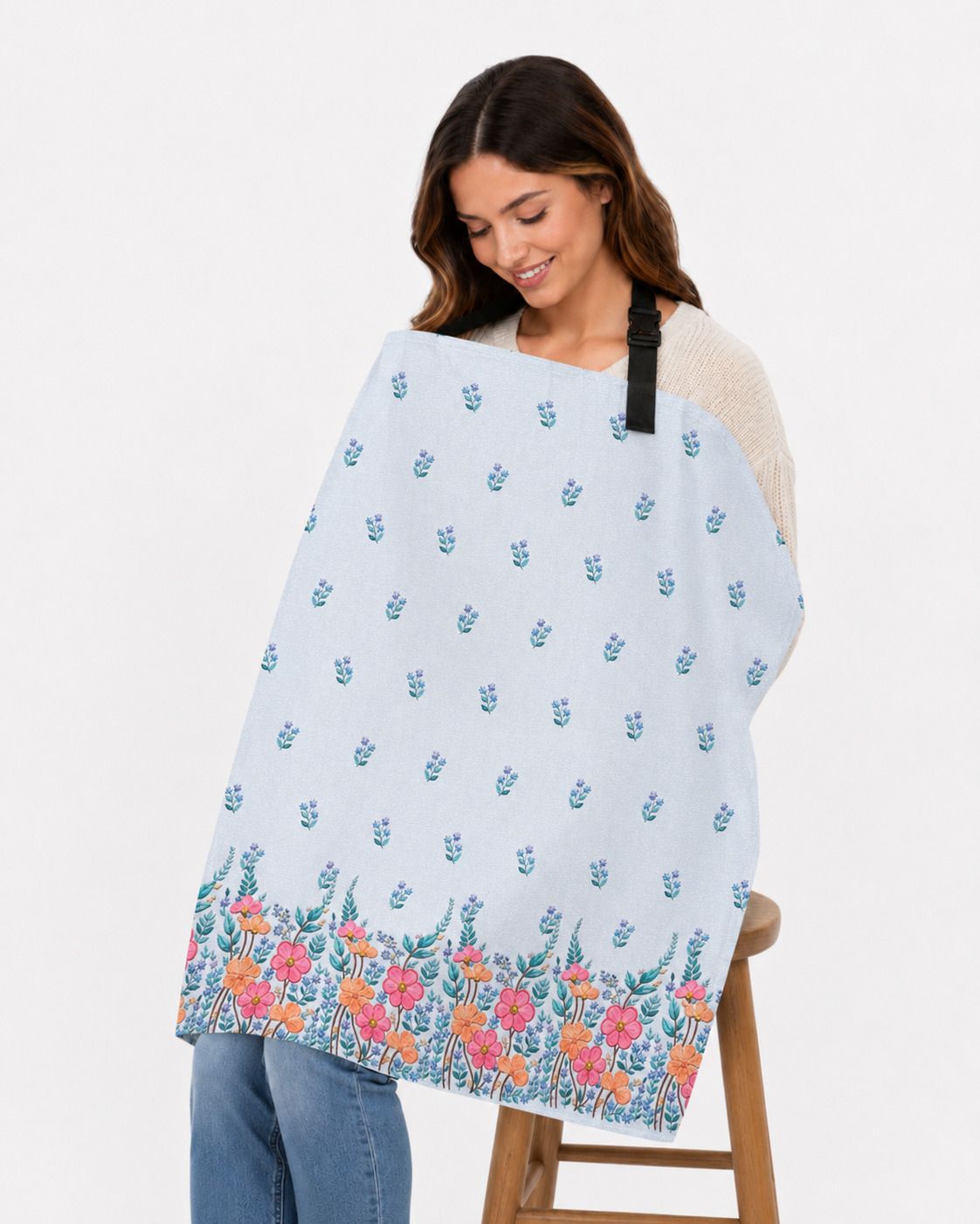 ishreeent Premium Soft And Warm Feeding shawl Blue Feeding Cloak-picture-27