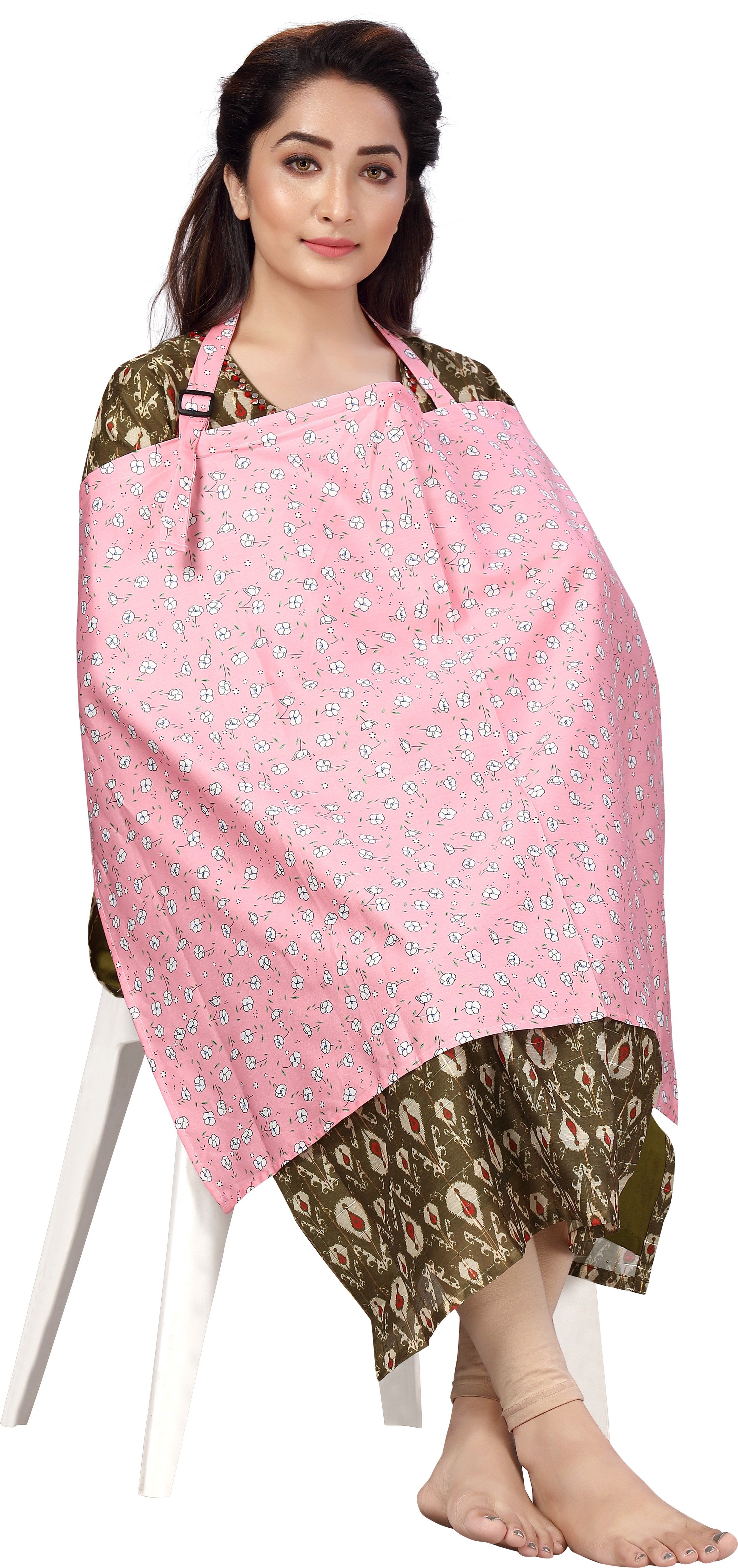 babywish Pink Polka Floral Feeding Cloak-picture-14
