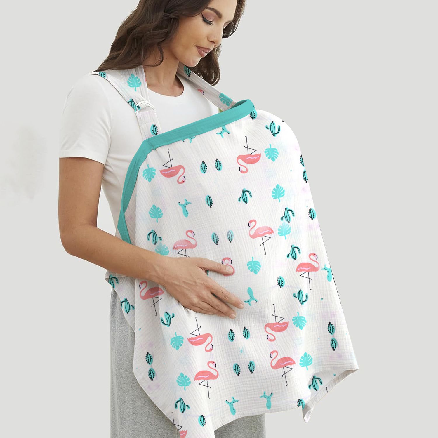 Organic Cotton Muslin Washable Breast feeding Maternity Apron Cover for Mothers Feeding Cloak-image-38
