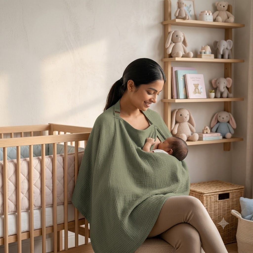 Nursing Feeding Cloak for Baby Soft Cotton Breastfeeding Privacy Cover Feeding Cloak-image-7