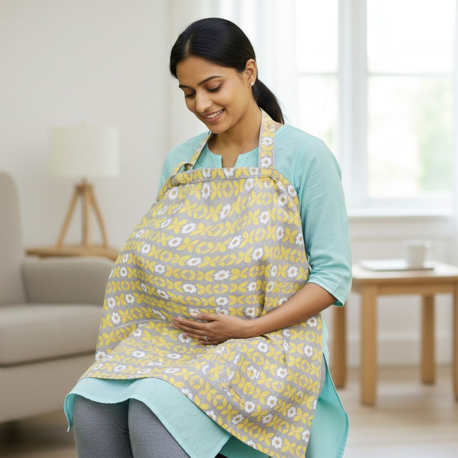 Floral Organic Cotton Muslin Washable Breast Infant Feeding Nursing Cover Feeding Cloak-image-13