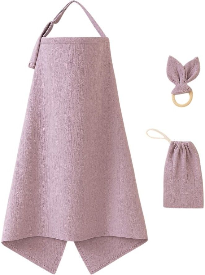 kinder valley aura breastfeeding cover set with rabbit eat cloth teether -mauve Feeding Cloak-picture-18