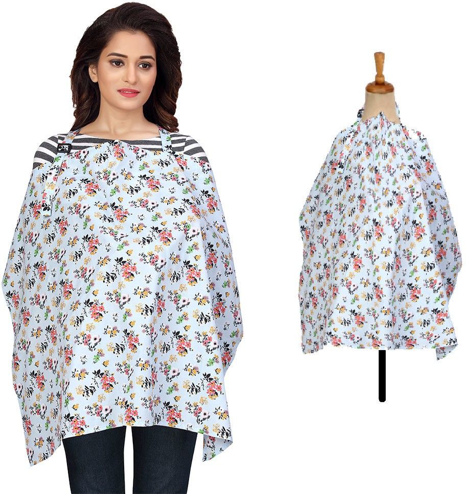 babywish Sky Blue Floral Feeding Cover Feeding Cloak-picture-11
