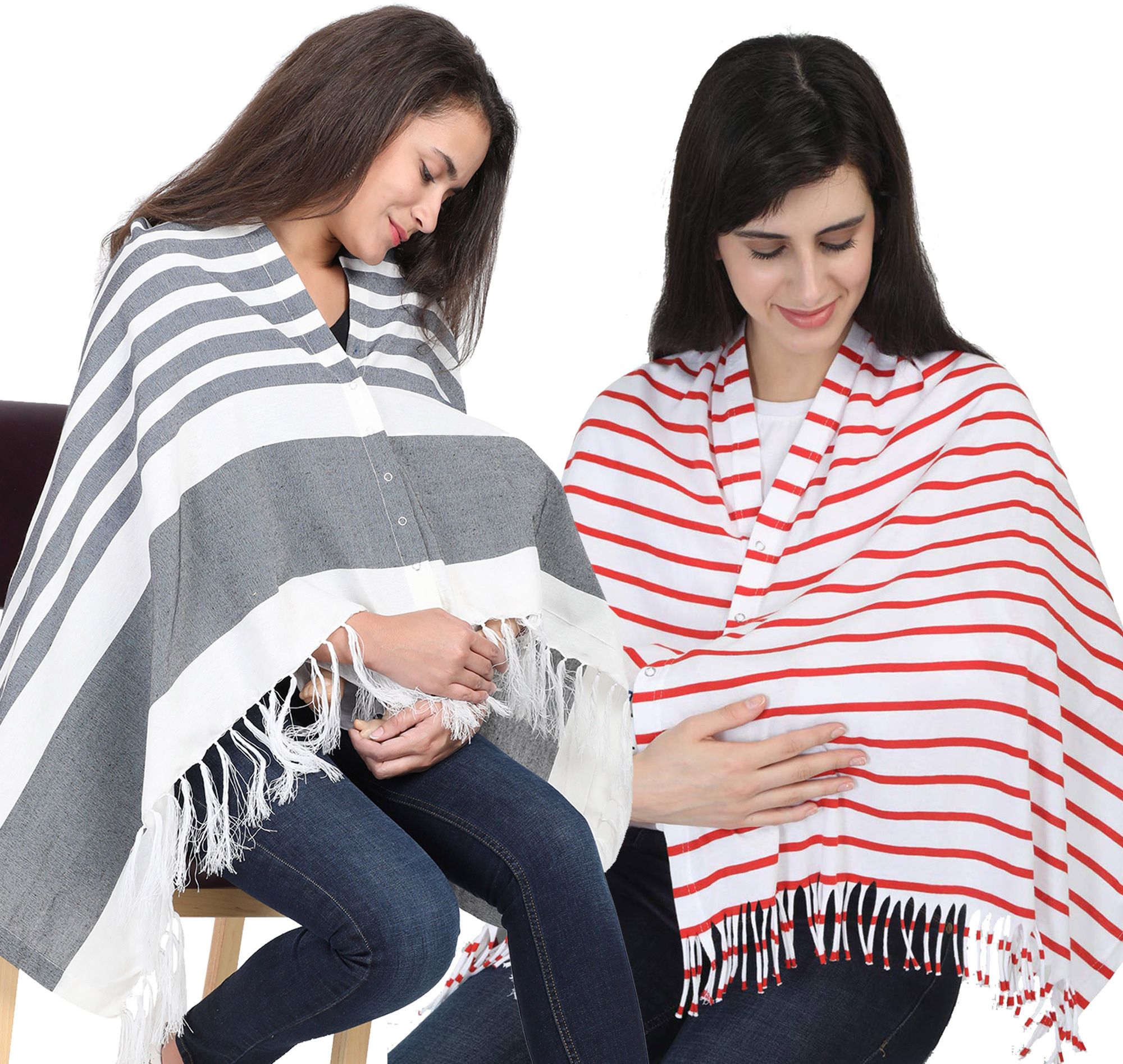 Breast Feeding Nursing Striped Shawl -Pack of 2 Feeding Cloak-image-9