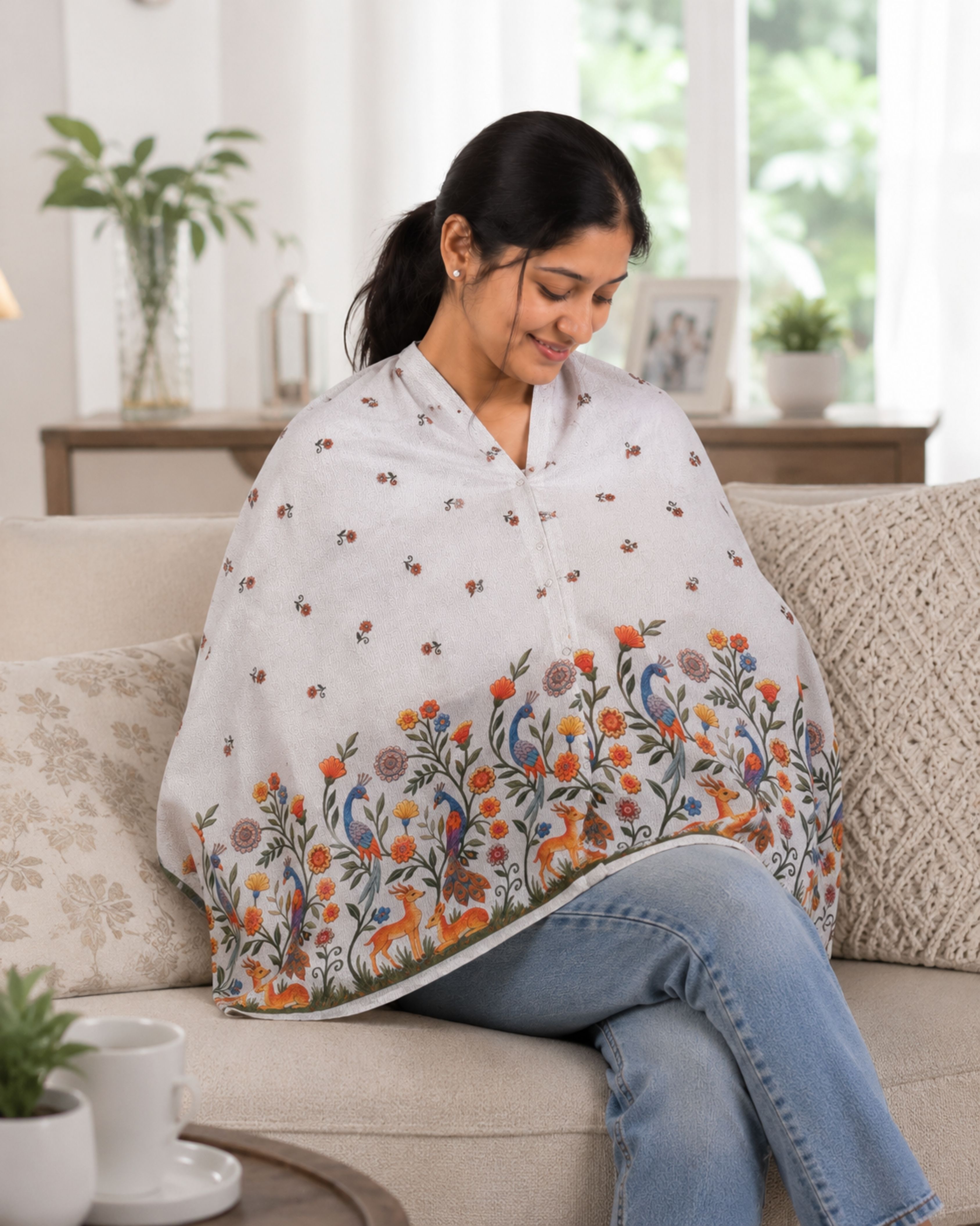 Premium Soft And Warm Feeding shawl Blue Feeding Cloak-image-31
