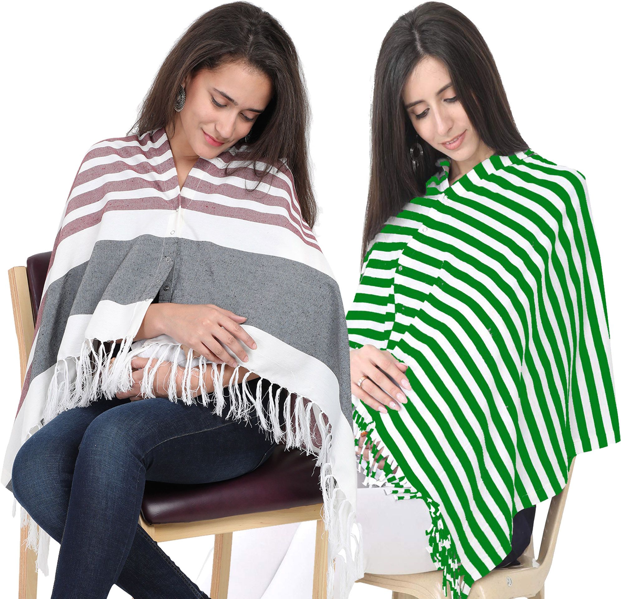 lula mom Lulamom Multi-Purpose Breast Feeding Nursing Striped Shawl - Pack of 2 Feeding Cloak-picture-22
