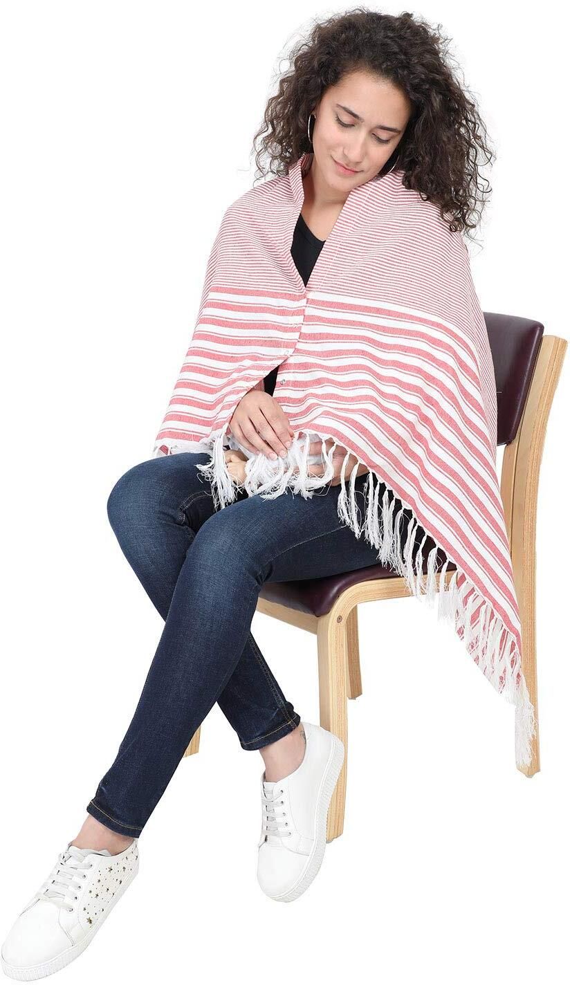 lula mom Breast Feeding Shawl- Mini Stripes (Red) Feeding Cloak-picture-48