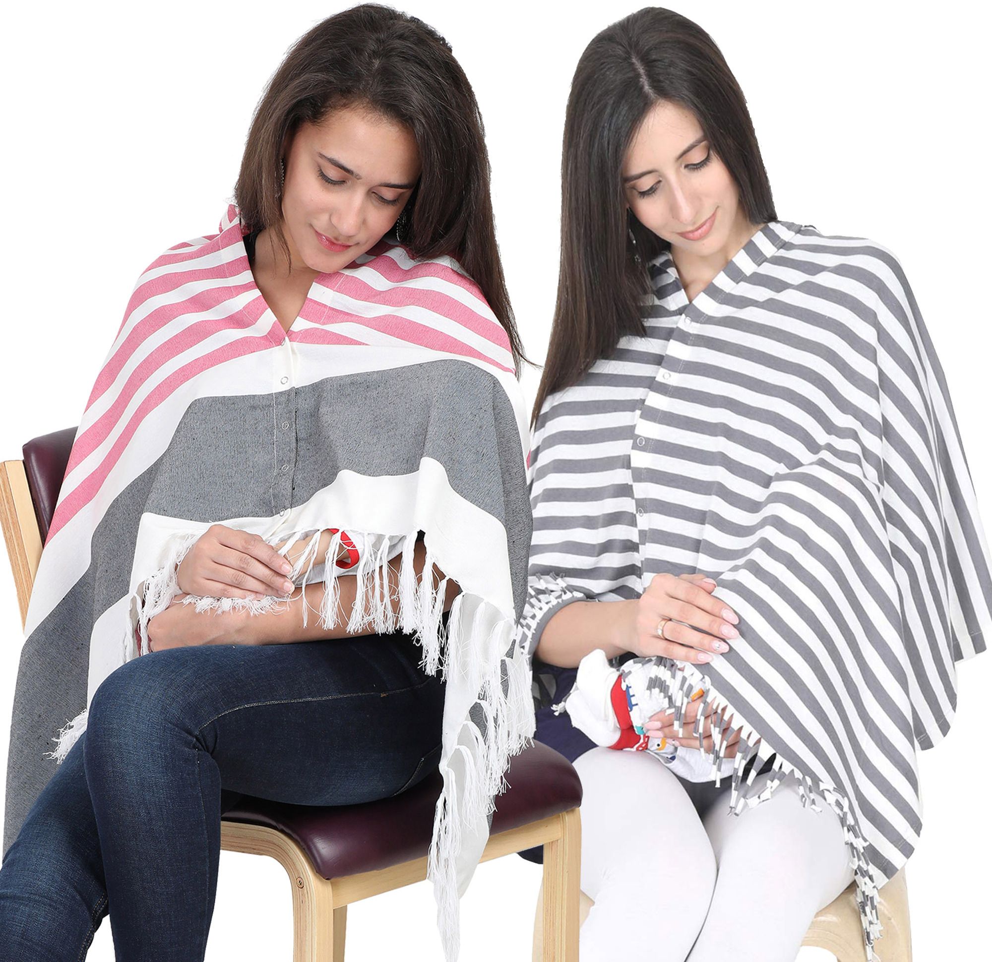 lula mom Lulamom Multi-Purpose Breast Feeding Nursing Striped Shawl - Pack of 2 Feeding Cloak-picture-42