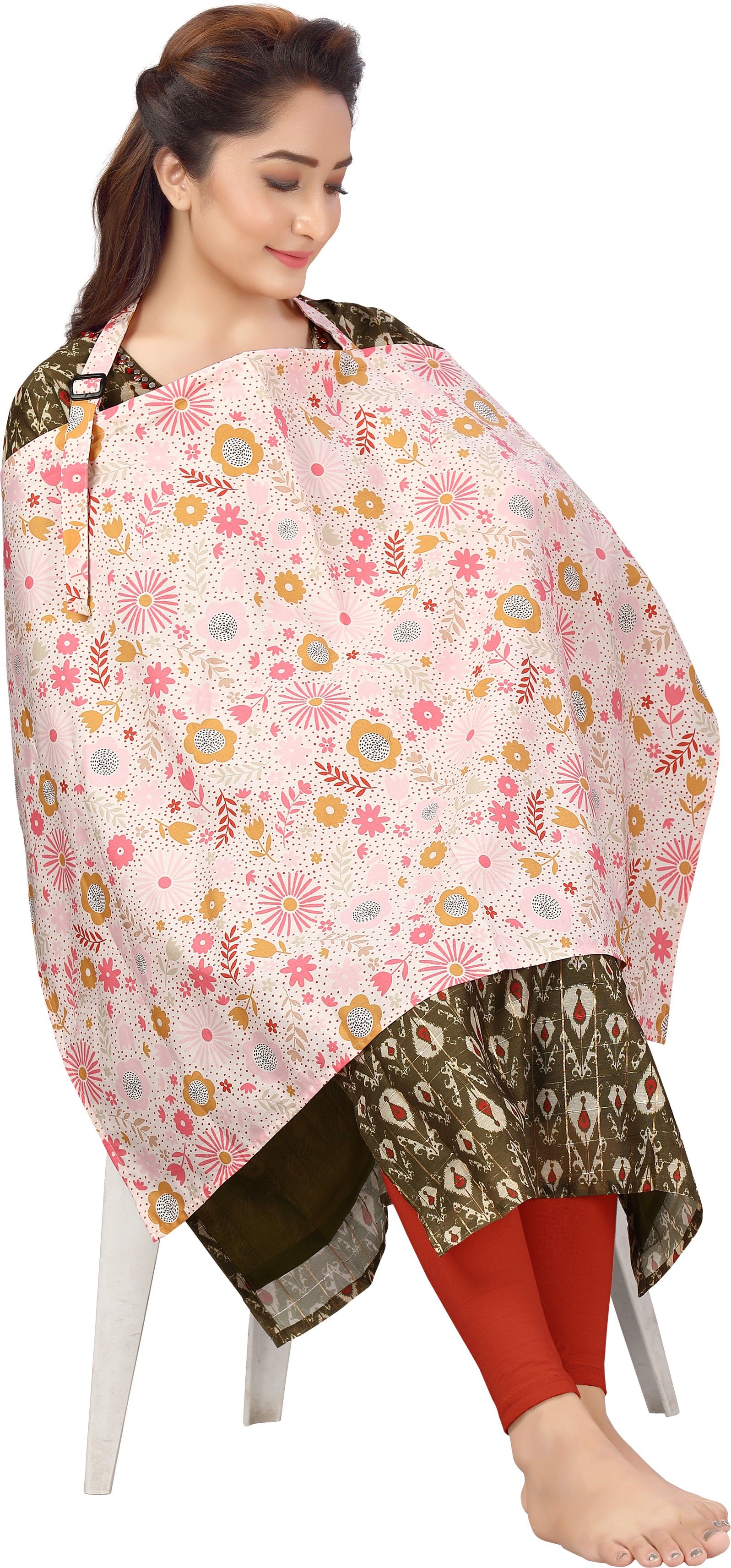 babywish Orange Sunflower Floral Feeding Cloak-picture-23