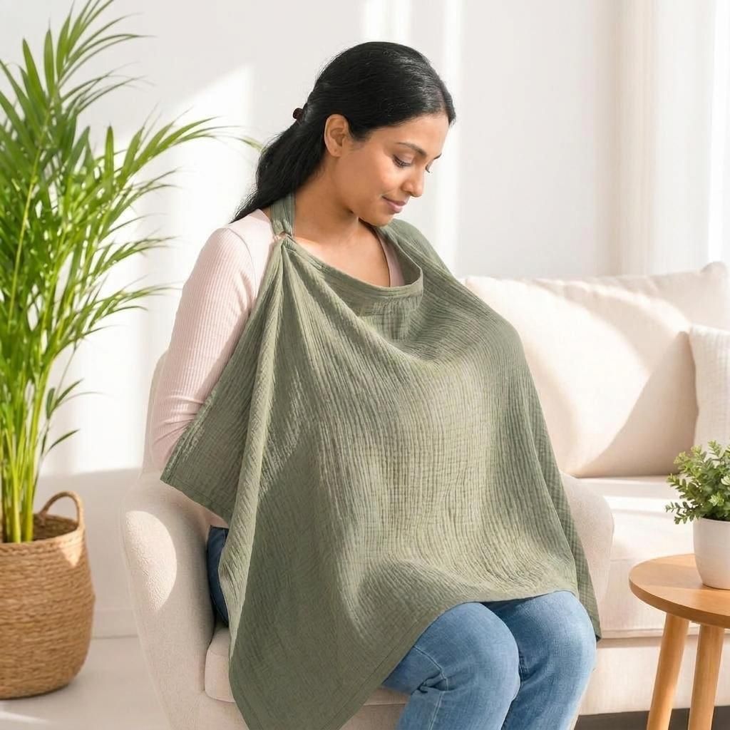 Full Coverage Baby Feeding Cover Soft Muslin Breastfeeding Apron Feeding Cloak-image-41