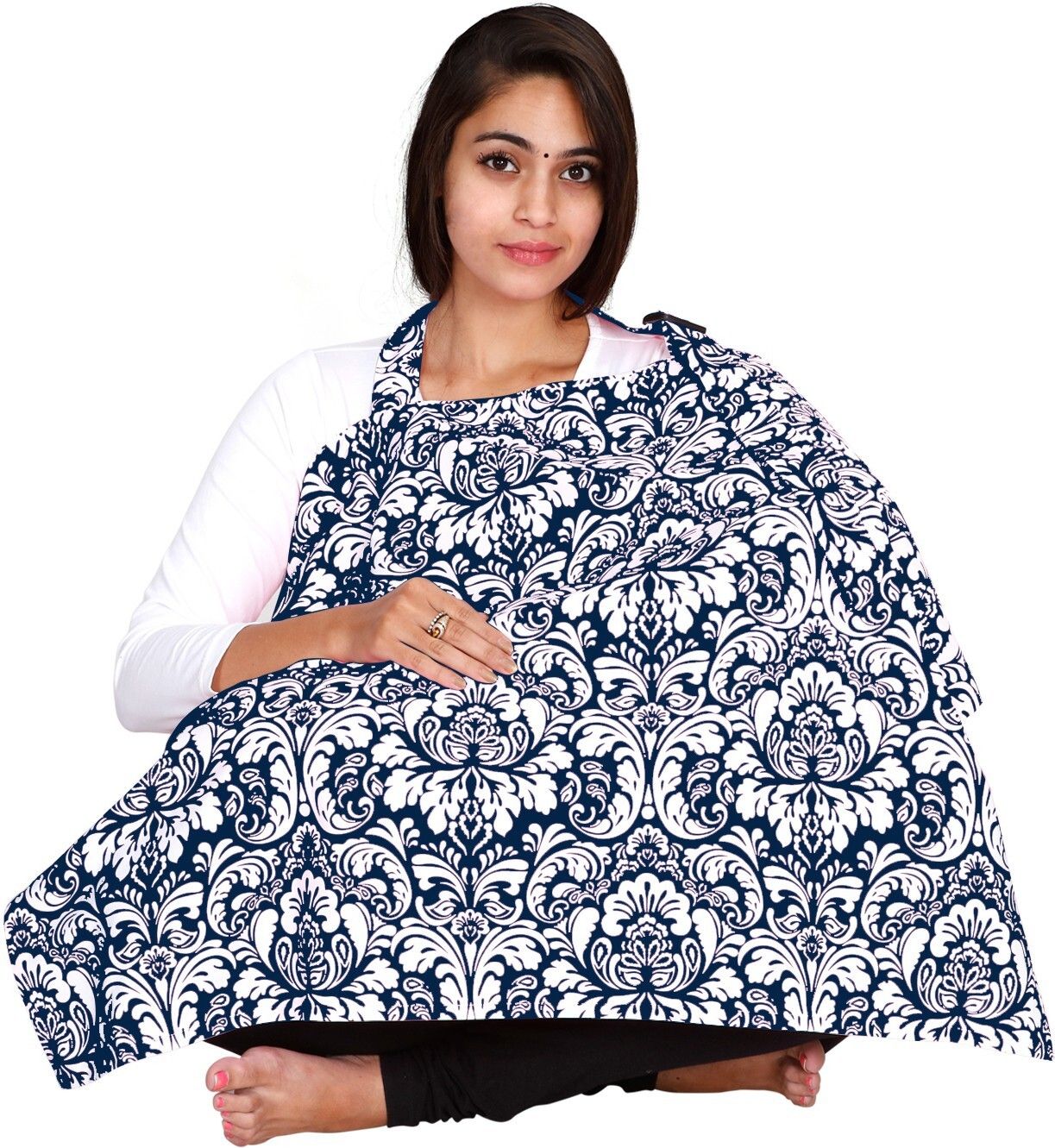 lula mom Damask Blue Feeding Cloak Feeding Cloak-picture-18