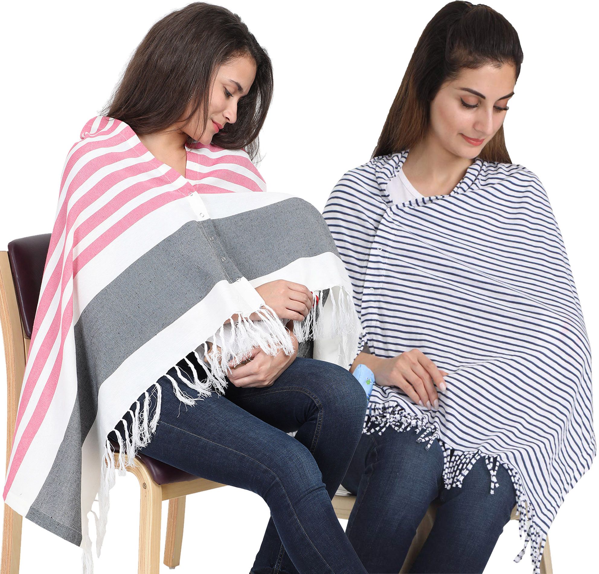 lula mom Lulamom Multi-Purpose Breast Feeding Nursing Striped Shawl - Pack of 2 Feeding Cloak-picture-39
