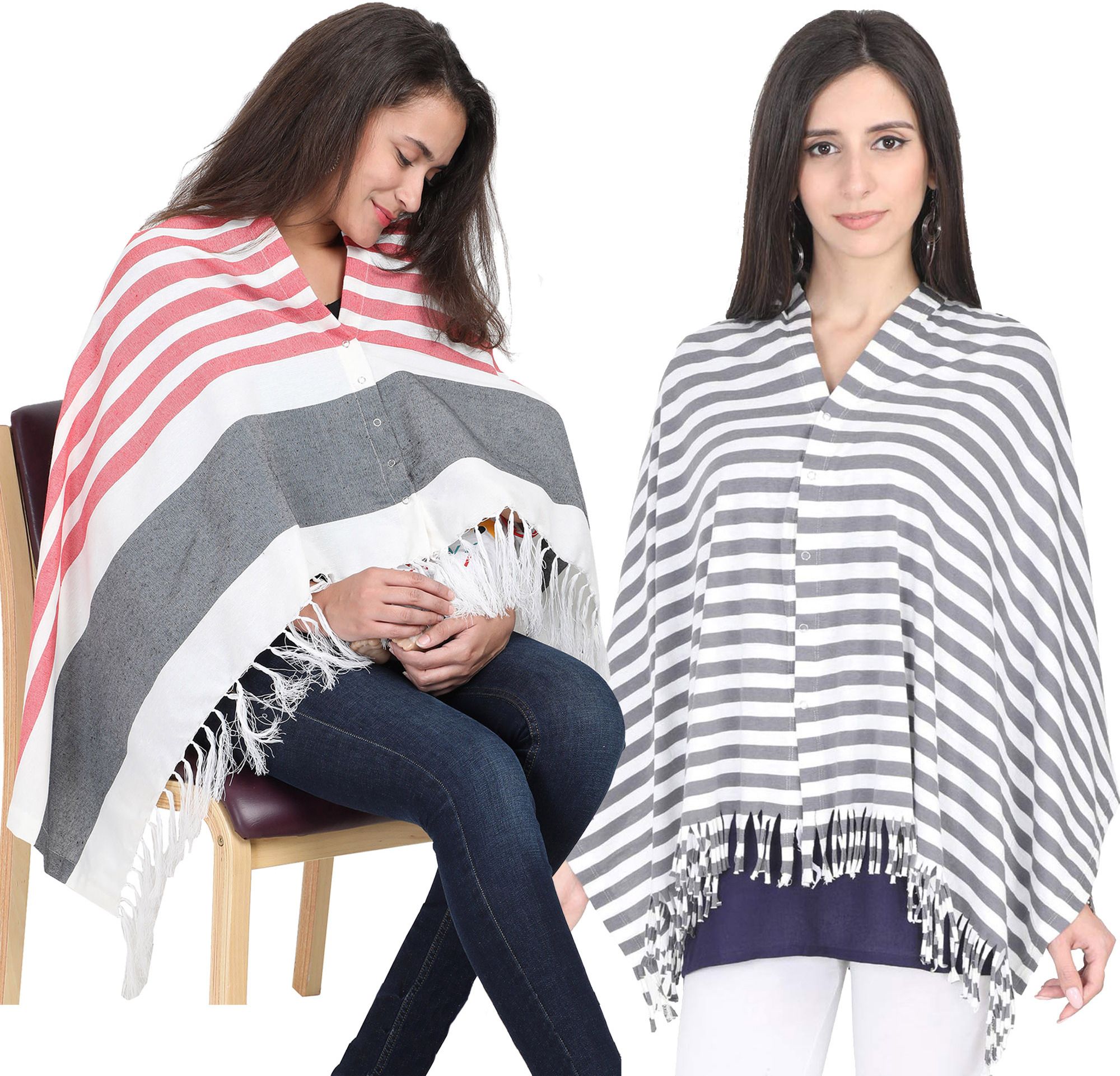 Lulamom Multi-Purpose Breast Feeding Nursing Striped Shawl - Pack of 2 Feeding Cloak-image-47
