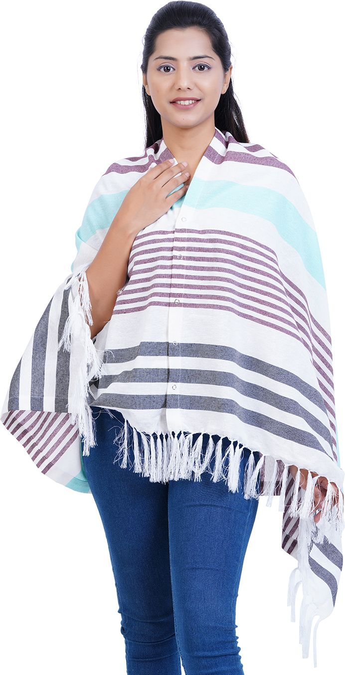 Mothers Breast Feeding Shawl/ Nursing Cover -Maroon stripes Feeding Cloak