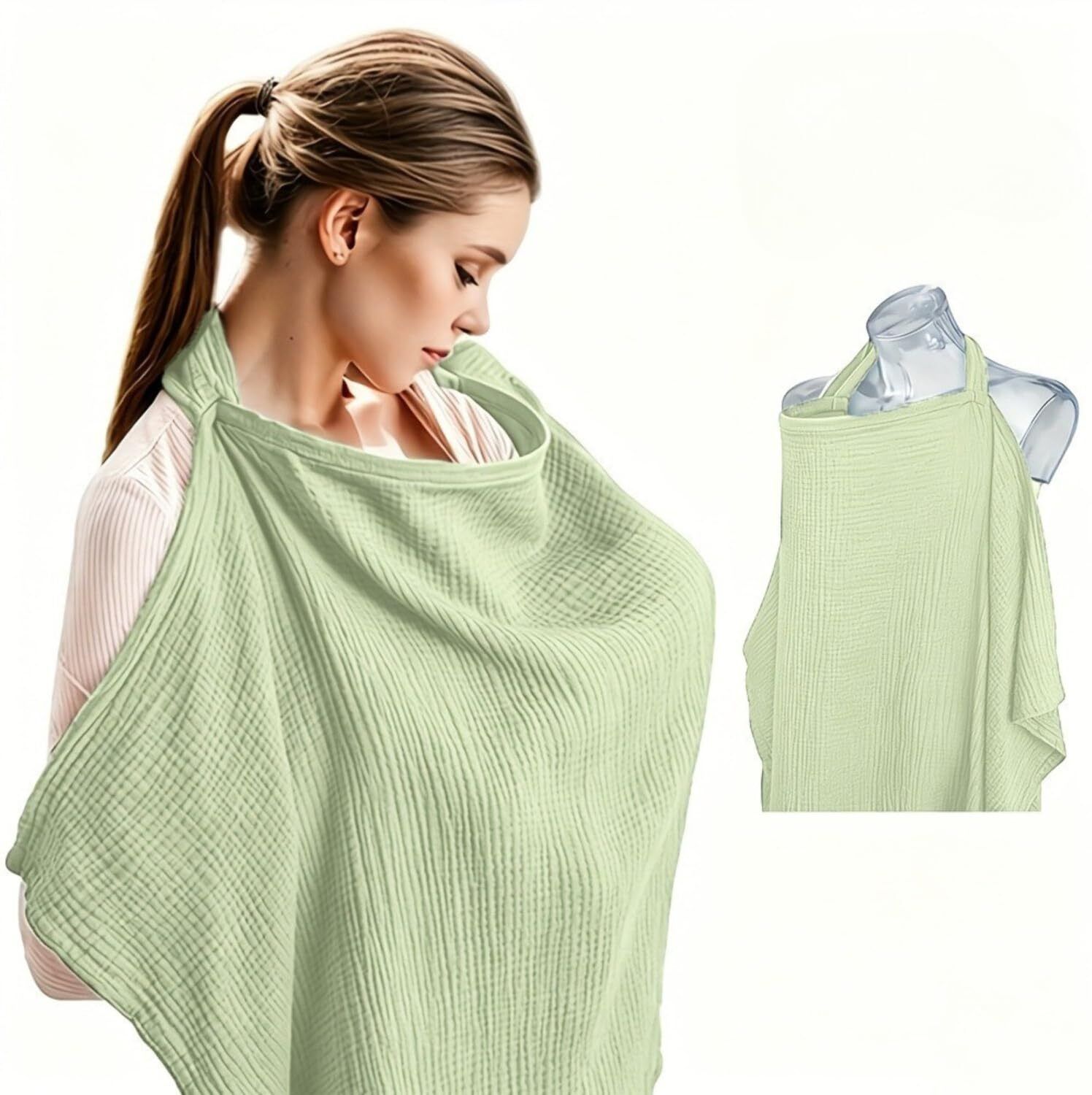 Nursing Cover for Baby Breastfeeding – Breathable Cotton Nursing Apron Feeding Cloak-image-38