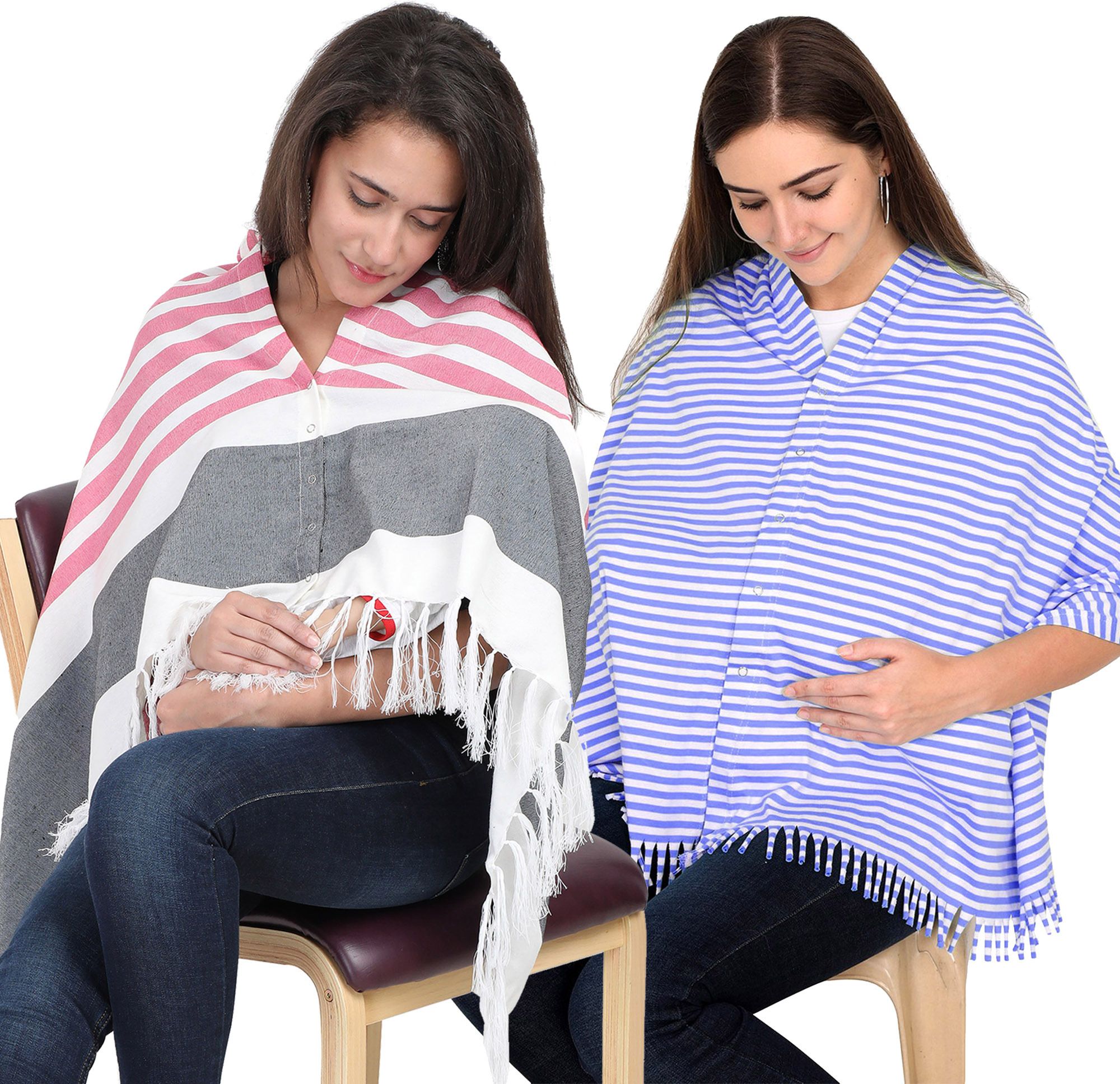 lula mom Lulamom Multi-Purpose Breast Feeding Nursing Striped Shawl - Pack of 2 Feeding Cloak-picture-39