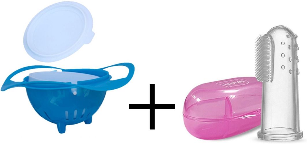 khatola enterprises Combo baby Feeding Bowl with baby Finger Toothbrush- ABS Plastic 100% food grade-picture-20