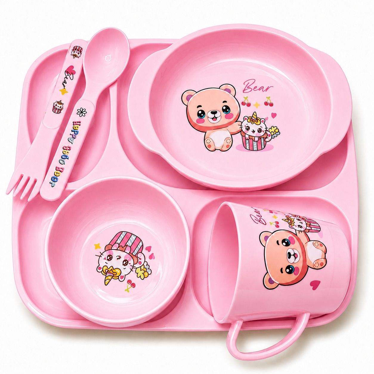 Baby Feeding Set for Kids | BPA Free Plate, Bowl, cup, Spoon & Fork Set - Polypropelyne-image-2