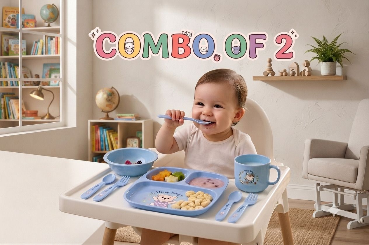Kids BLUE Feeding Set Combo of 2 - PLASTICS-image-1