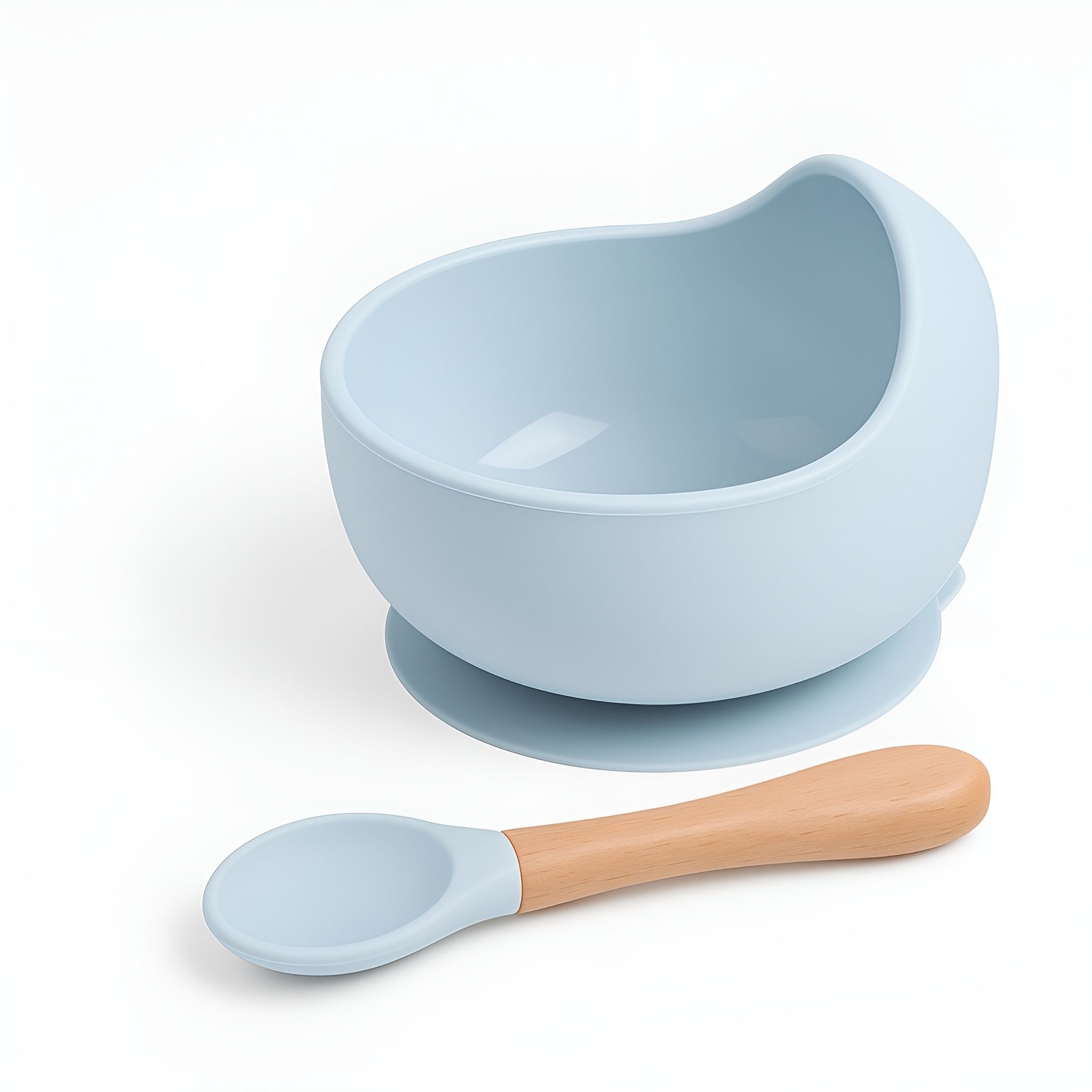 Silicone Baby Feeding Bowl & Wooden Spoon | BPA Free, Suction Base - silicone-image-21