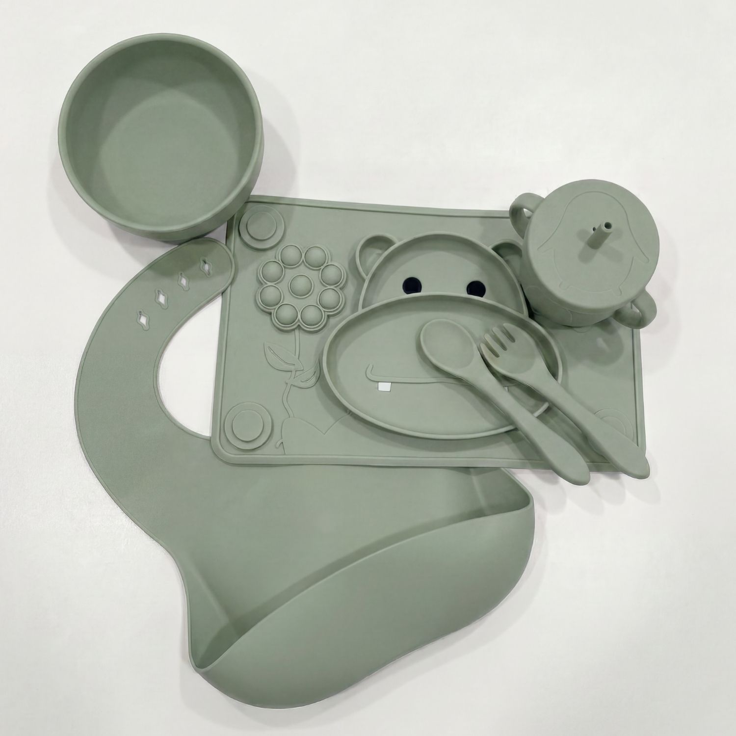haus & kinder Baby Hippo silicon suction fedding set of 6 - 100% Food Grade Silicone-picture-4