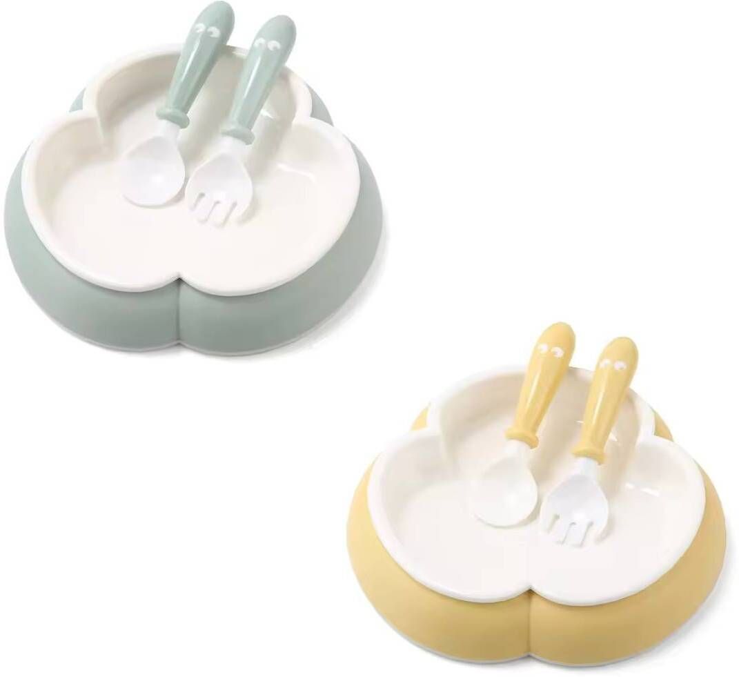 Baby Feeding Bowl with Lid Spoon Plate & Fork Set for Weaning Elevate Mealtime - BPA Free Mealtime Essentials, 100% food grade for Baby, Non Toxic Feeding Blue-image-4
