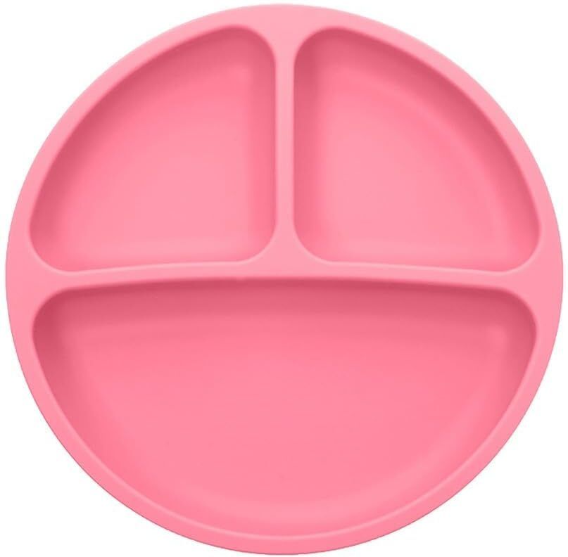 Silicone Baby Plate with Suction Base, 20cm Round, 3 Sections - SILICON
