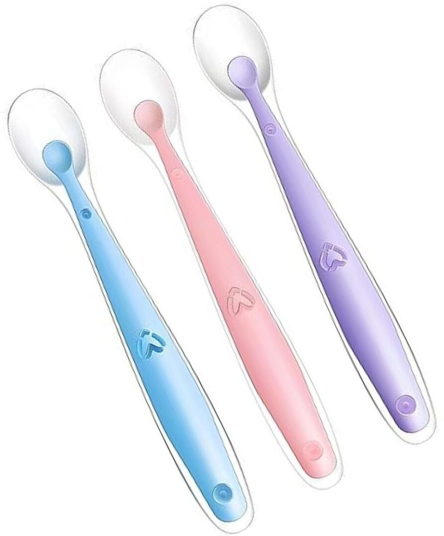 Food Grade Silicone Infant Feeding Spoon for Puree & Cereal pack 3 - silicone