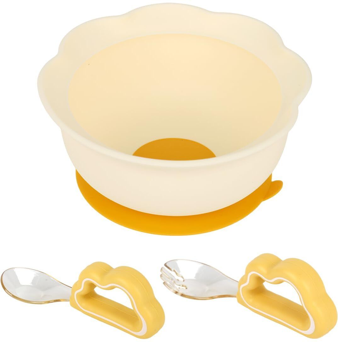 Silicone baby feeding set with suction bowl spoon and fork for toddlers - Silicone and PPSU-image-17