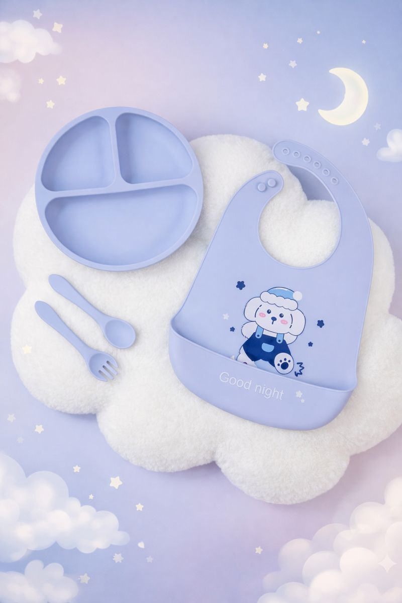 Baby Silicone Feeding Set with Bib, Plate & Spoon – 6+ Months - SILICONE-image-38